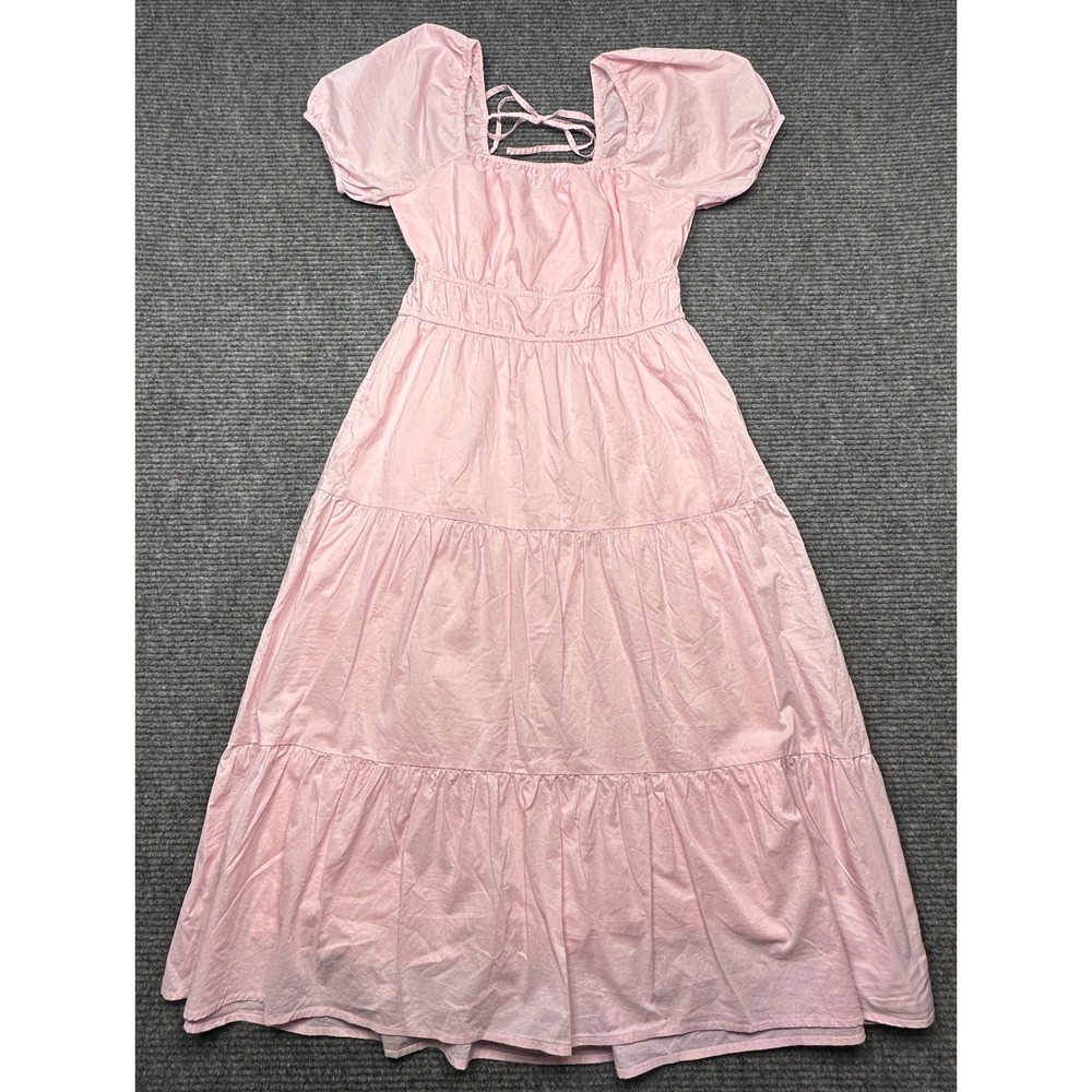 Sanctuary Maxi Dress Women Size 6 Pink Cotton Tiered Puff Sleeve CD1921CQ7